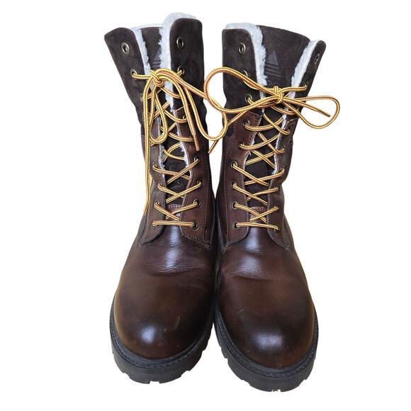 Aldo Chagan Mens Combat Boots Waterproof Sherpa Lined Brown Leather Suede sz 9
